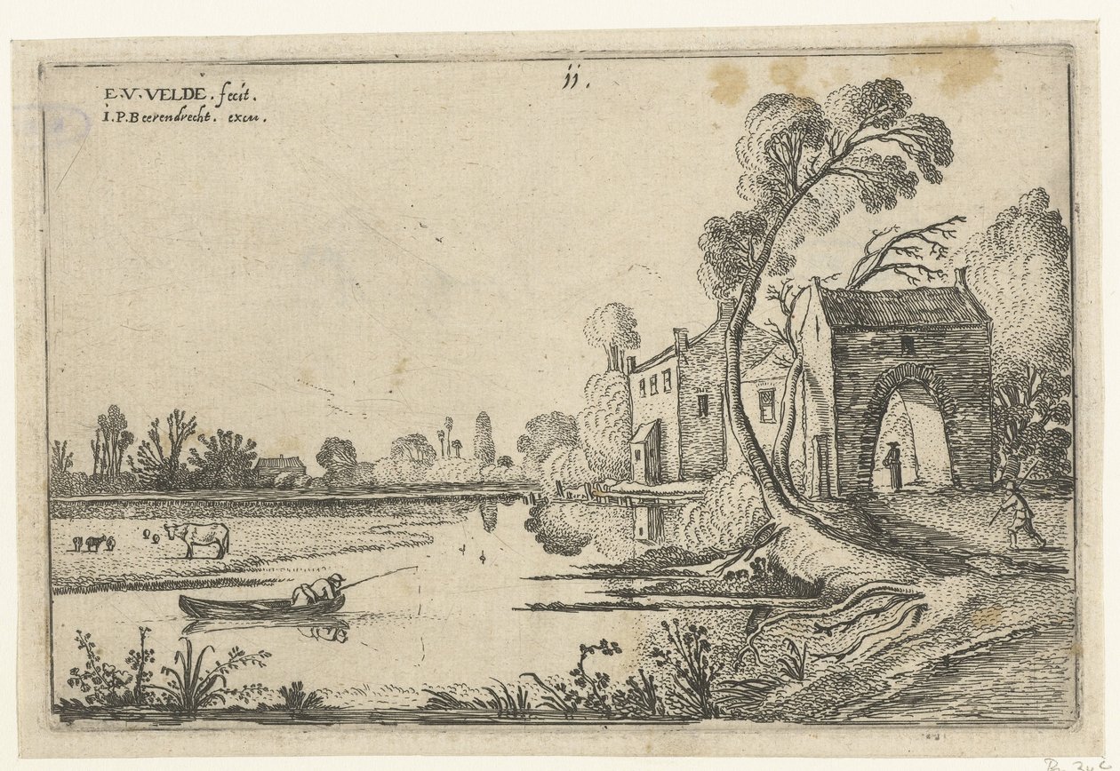 Bir nehir ve kapı evi ile manzara Manzaralar (dizi başlığı) by Esaias van de Velde