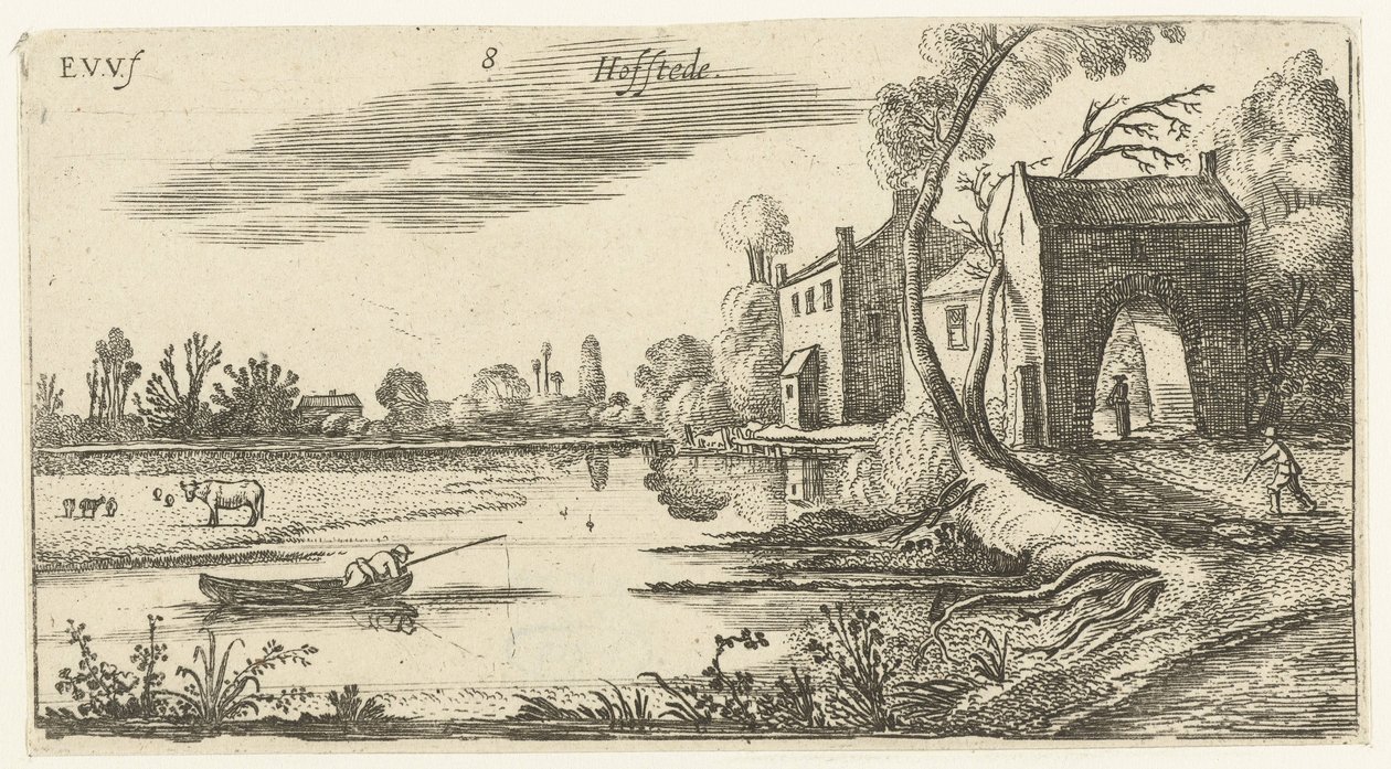 Bir nehir ve kapı evi ile manzara Manzaralar (dizi başlığı) by Esaias van de Velde