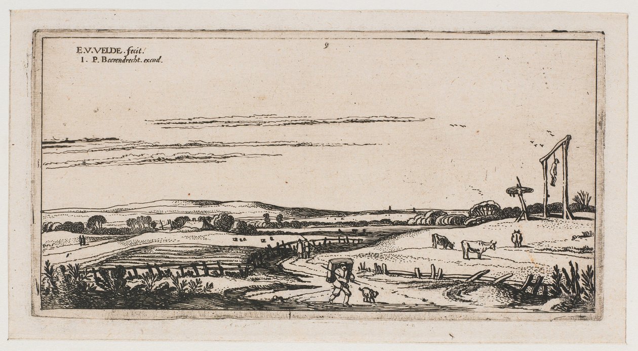 Haarlem yakınlarındaki darağacı alanı ile manzara Manzaralar (dizi başlığı) by Esaias van de Velde