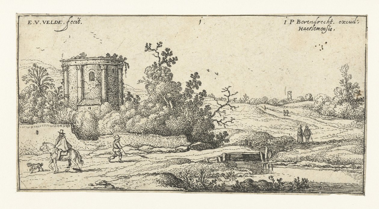 Bir Roma tapınağının kalıntılarıyla dolu manzara Manzaralar (dizi başlığı) by Esaias van de Velde