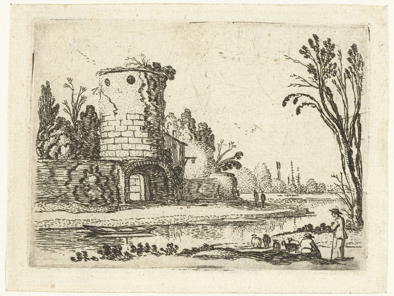 Bir kapı ile yuvarlak kule Küçük manzaralar (dizi başlığı) by Esaias van de Velde