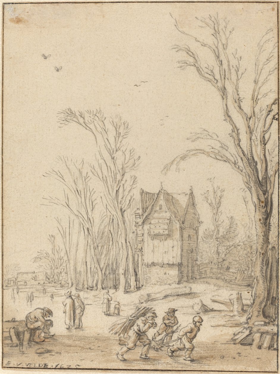 Donmuş Gölde Paten Yapan Köylüler by Esaias van de Velde