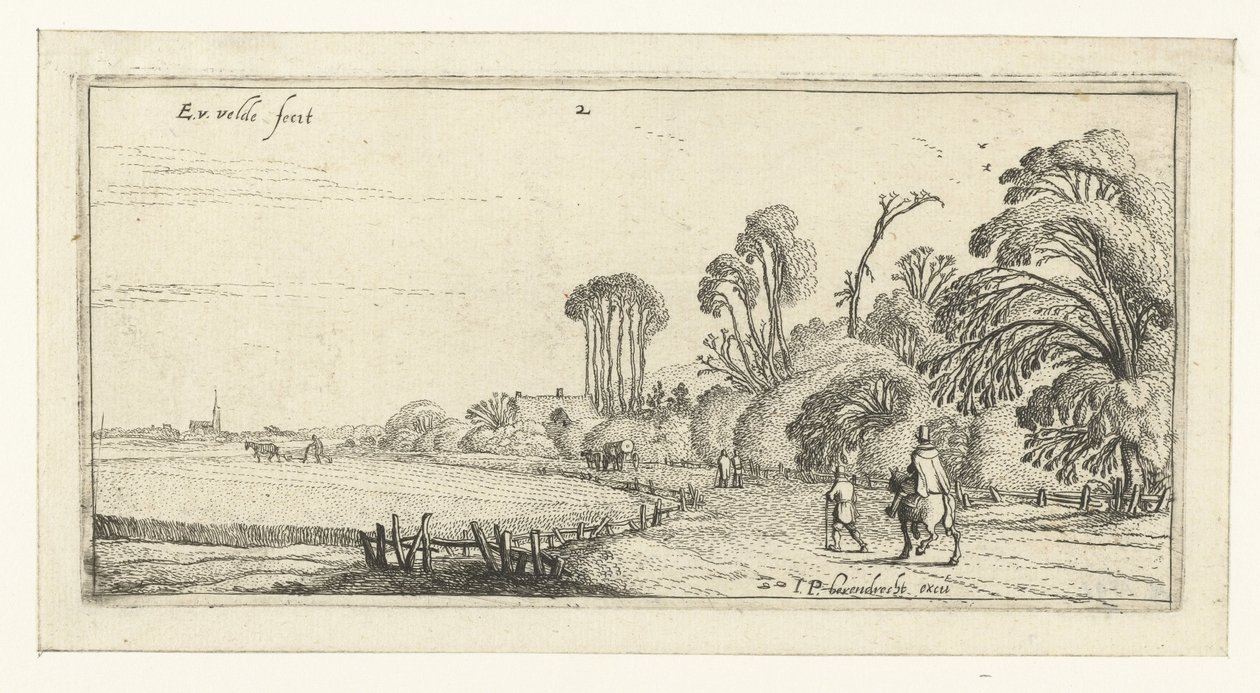 Hillegom yakınlarındaki bir yolda yürüyüşçüler Manzaralar (dizi başlığı) by Esaias van de Velde