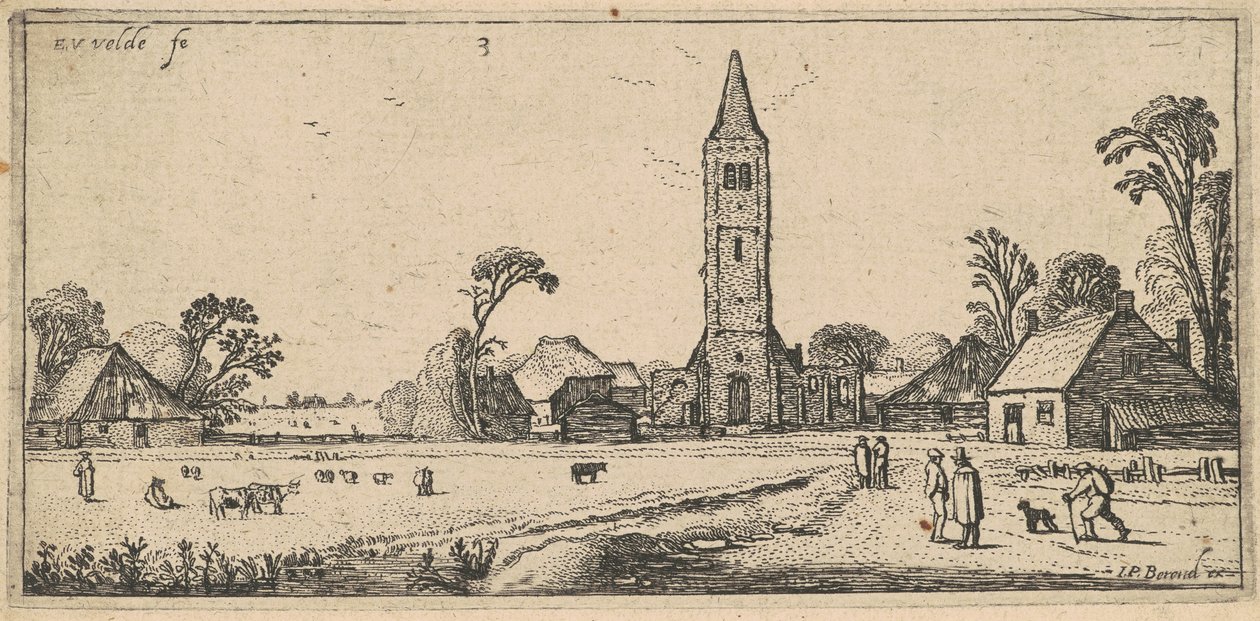 Çayır ve Köy Kilisesi ile Manzara by Esaias van de Velde I