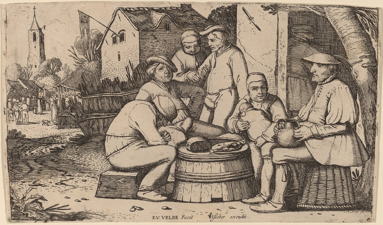 Açık Havada Öğle Yemeği Köylüler by Esaias van de Velde I