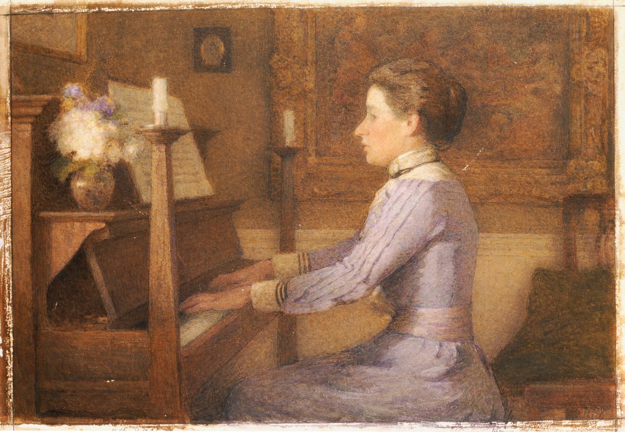 Piyanoda (kağıt üzerine kurşun kalem ve sulu boya) by Esther H. Jones