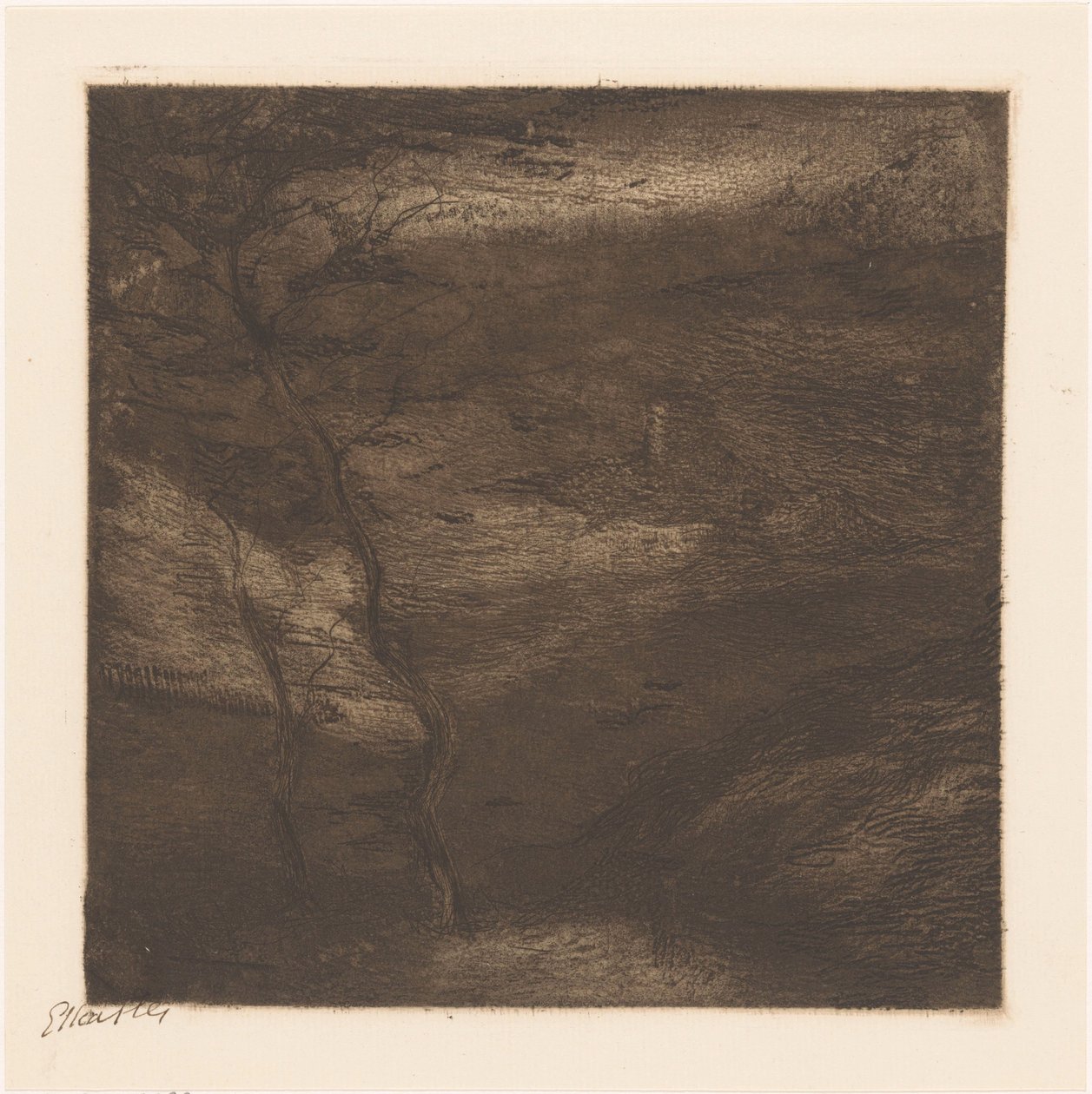 Pirenelerde Akşam (nesne üzerindeki orijinal başlık) by Etha Fles (signed by artist)