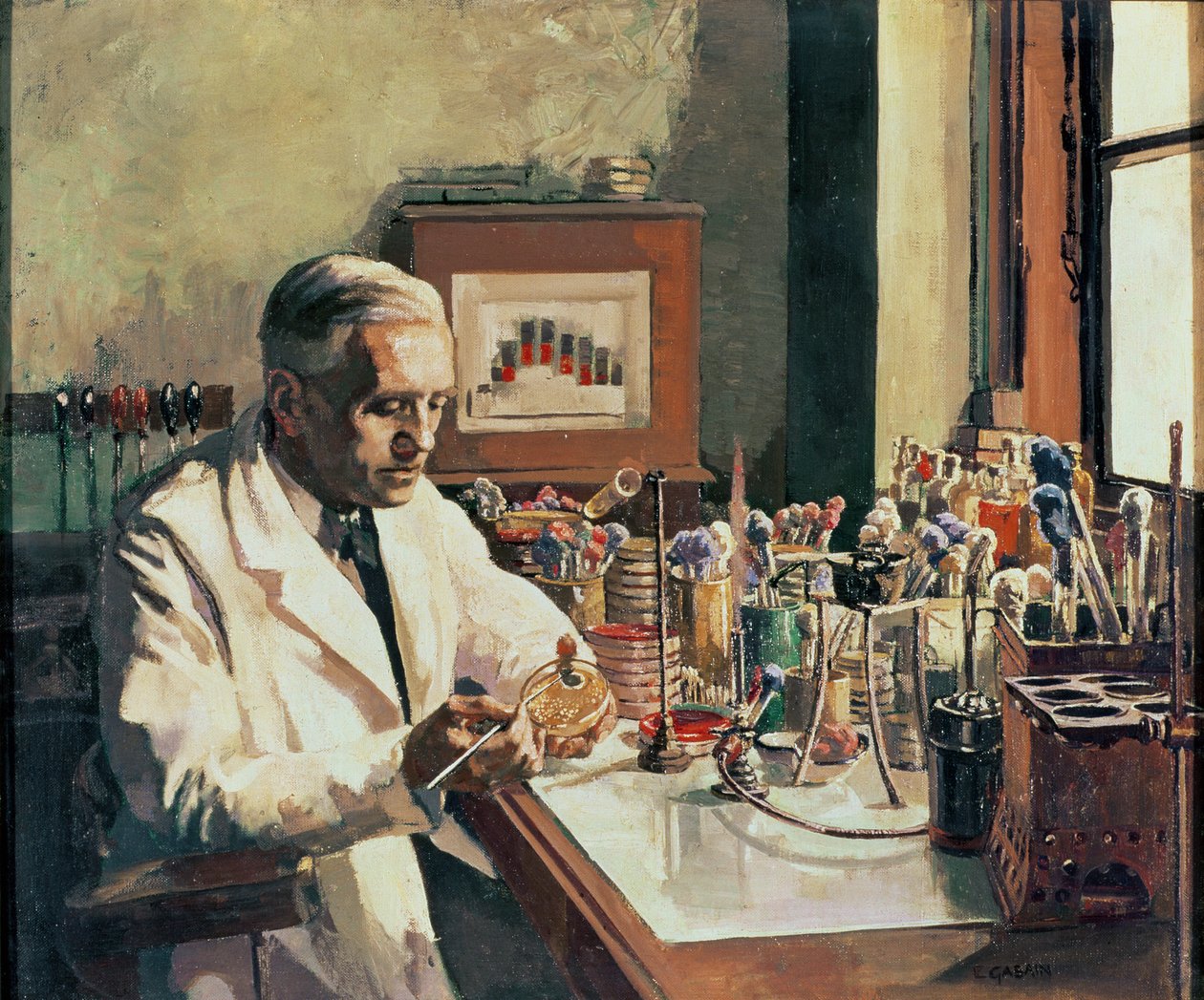 Sir Alexander Fleming (1881-1955), penisilini keşfeden kişidir. by Ethel Gabain