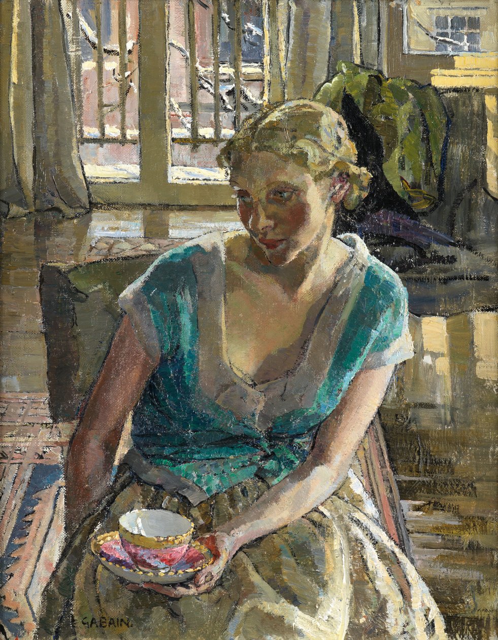 Kışın Çay (tuval üzerine yağlı boya) by Ethel Gabain