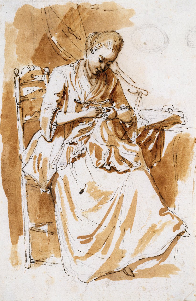 Nakışçı (kağıt üzerinde wc ve mürekkep) by Etienne de Lavallee Poussin