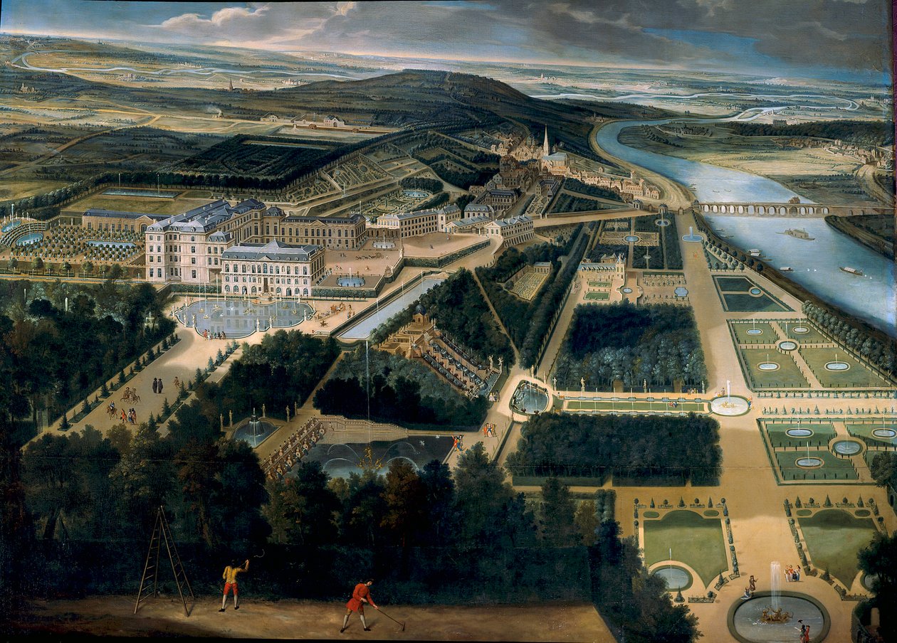 Etienne Allegrain (1644-1736) 1675 Güneş tarafından Aziz Bulut (Aziz-Bulut) resminin kale ve bahçelerinin genel görünümü. 3, x3,83 m Versailles, musee du chateau - Saint Cloud (Fransa) kalesi ve bahçesinin görünümü - Paiting by Etienne Allegrain (1644-173 by Etienne Allegrain