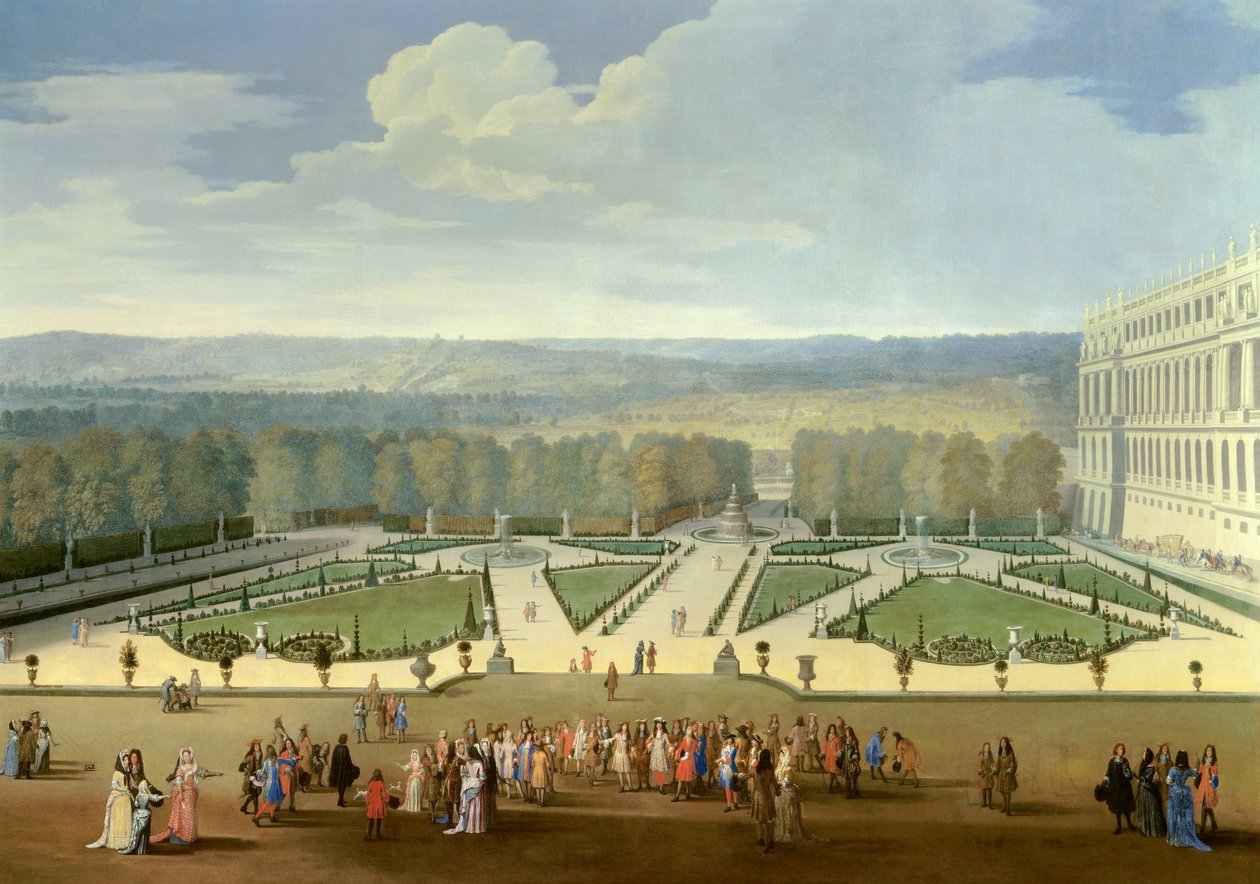 Promenade de Louis XIV (1638-1715) Versailles bahçelerinde kuzey parter görünümünde Etienne Allegrain (1644-1736) 1688 yaklaşık. Güneş. 2,3x2,9 m by Etienne Allegrain