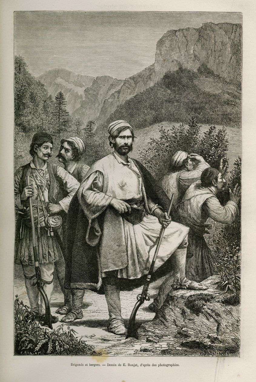 Yunan eşkıyalar ve çobanlar, dağlarda suç ortakları, E.Ronjat tarafından Henri Belle: Yunanistan