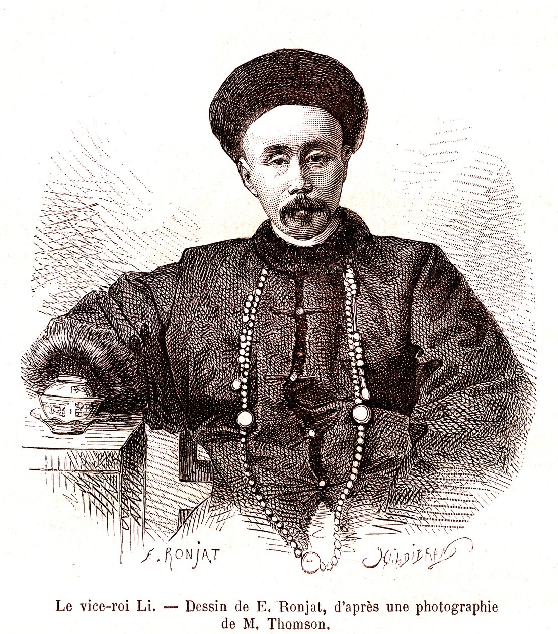 Li Hongzang, Zhili Genel Valisi, Çin imparatorluk sarayında. 1873 (gravür) by Etienne Antoine Eugene Ronjat