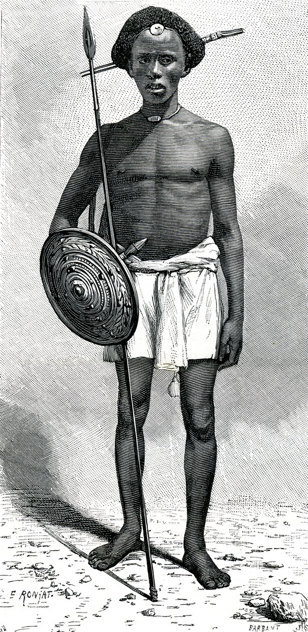 Ouadan klanının Somalili savaşçısı by Etienne Antoine Eugene Ronjat