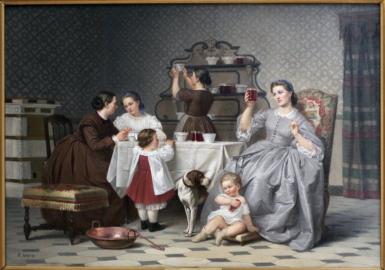 Reçel, ayrıca Le gouter de famille diyor. Eugene Ronjat (1822-1912) tarafından yapılan tablo, tuval üzerine yağlıboya, yaklaşık 1860. 19. yüzyıl Fransız Sanatı. Viyana Güzel Sanatlar Müzesi (Isere). by Etienne Antoine Eugene Ronjat