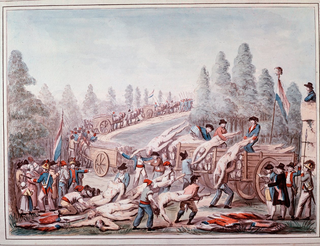 Devrim Sırasında Ceset Taşımak (Suluboya, yaklaşık 1790) by Etienne Bericourt