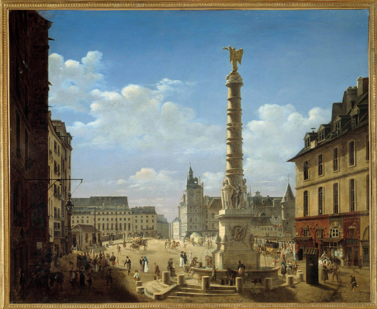 Meydan ve çeşme, Etienne Bouhot (1780-1862) 1810 Sun tarafından Chatelet Tablosu. 0.81x0.99 m Paris, Carnavalet Müzesi by Etienne Bouhot