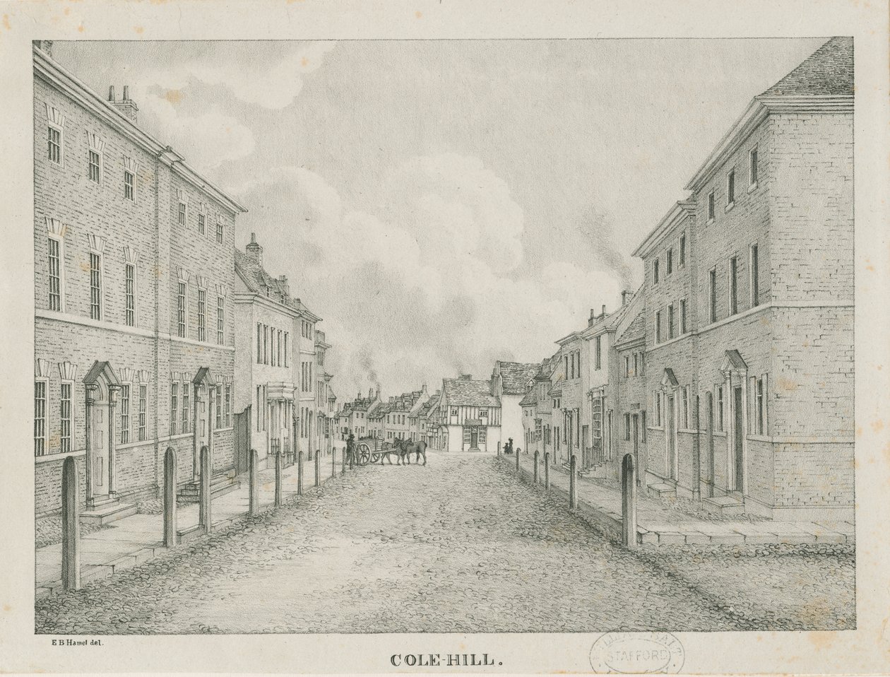 Tamworth - Cole-hill: litografi, nd [1796-1865] by Etienne Bruno Hamel