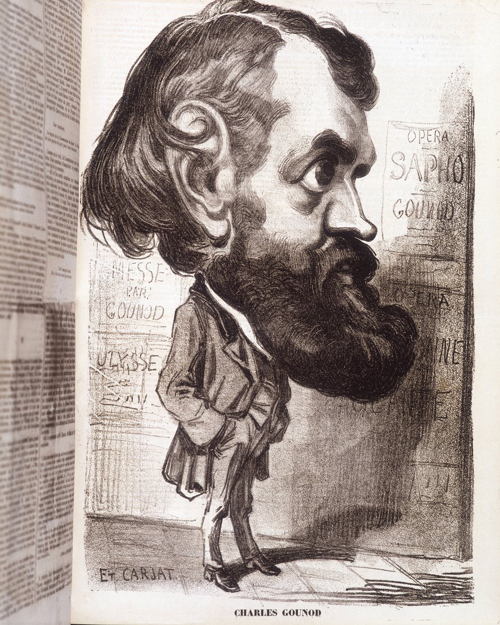 19. yüzyılda besteci Charles Gounod (1818-1893) tarafından Etienne Carjat tarafından karikatür. by Etienne Carjat