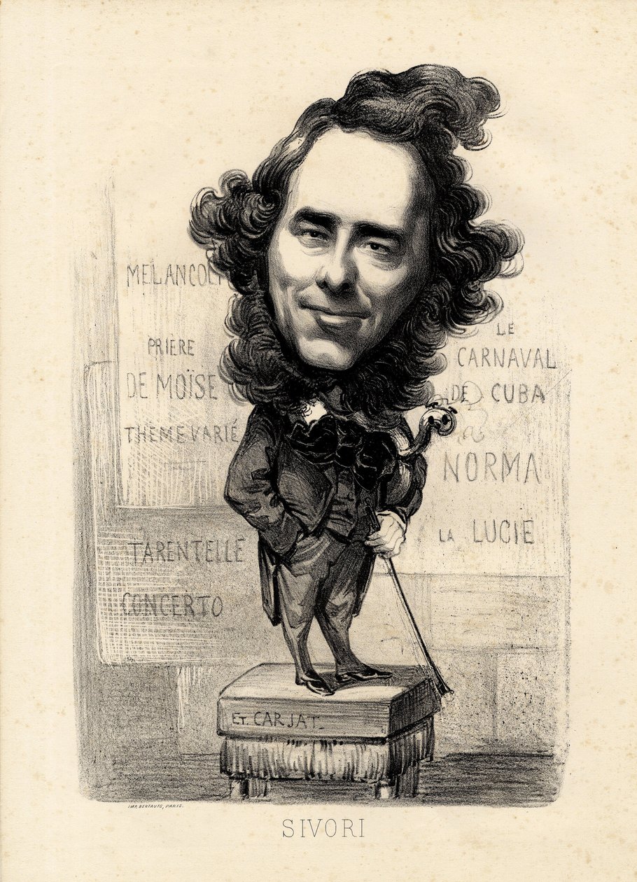 uçan yaprak - Etienne Carjat'ın (1826-1906) çizimi: Sivori Camille Camillo (1815-1894) by Etienne Carjat