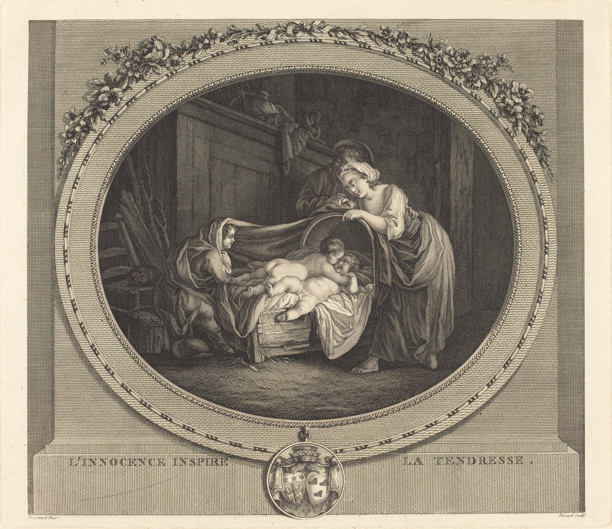 Masumiyet hassasiyete ilham verir by Etienne Claude Voysard after Jean Honoré Fragonard