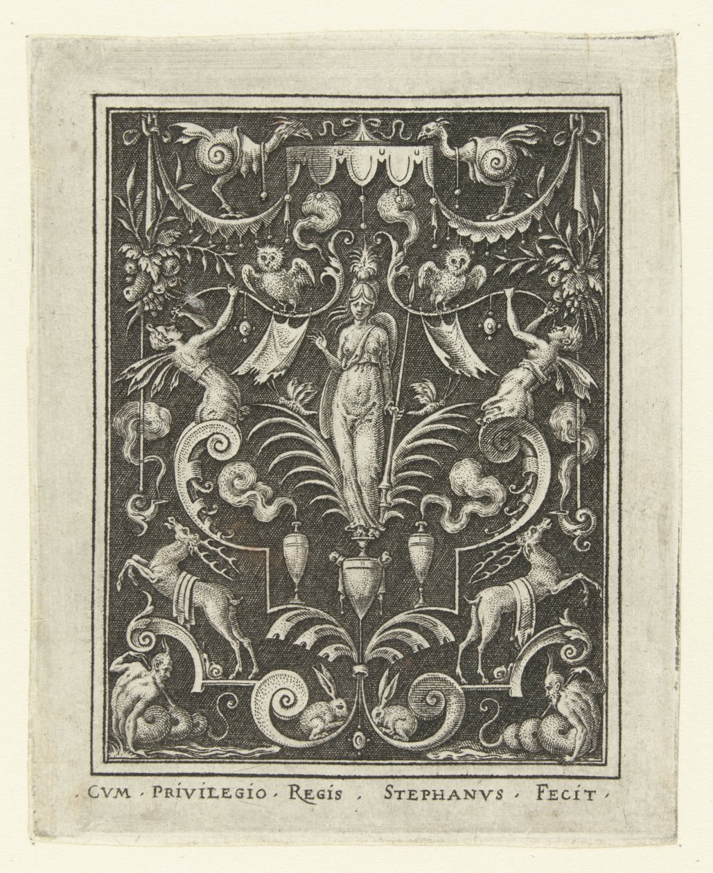 bellona Grotesk çerçeveli tanrı figürlü yüzey süslemeleri (sonraki versiyon) (seri başlığı) by Etienne Delaune