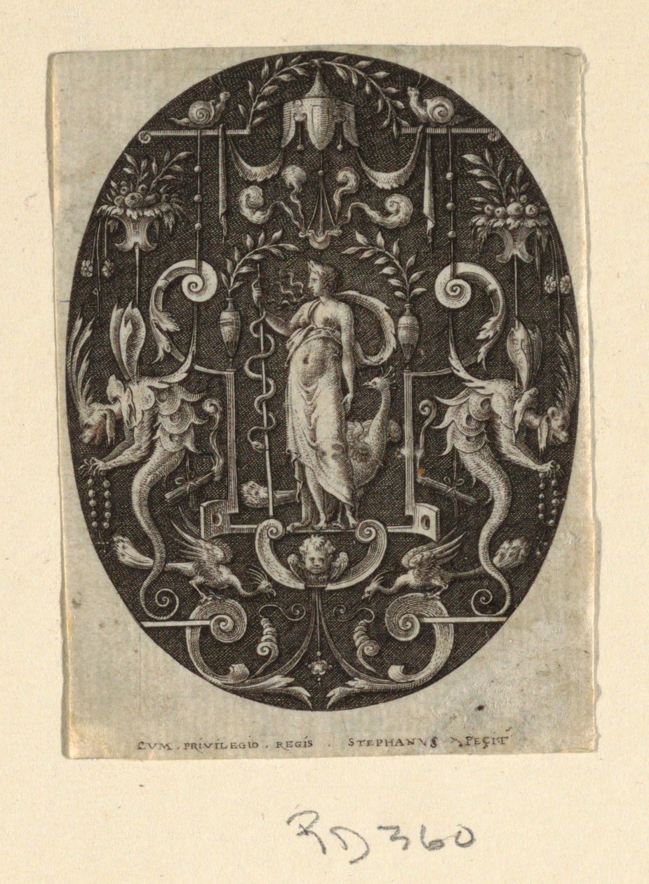 Juno, Grotesques on Black Ground, Divinities and Allegories dizisinden by Etienne Delaune