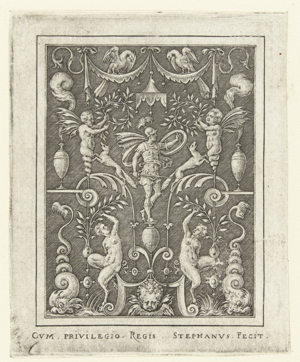 Mars Grotesk çerçeveli tanrı figürlü yüzey süslemeleri (sonraki versiyon) (seri başlığı) by Etienne Delaune
