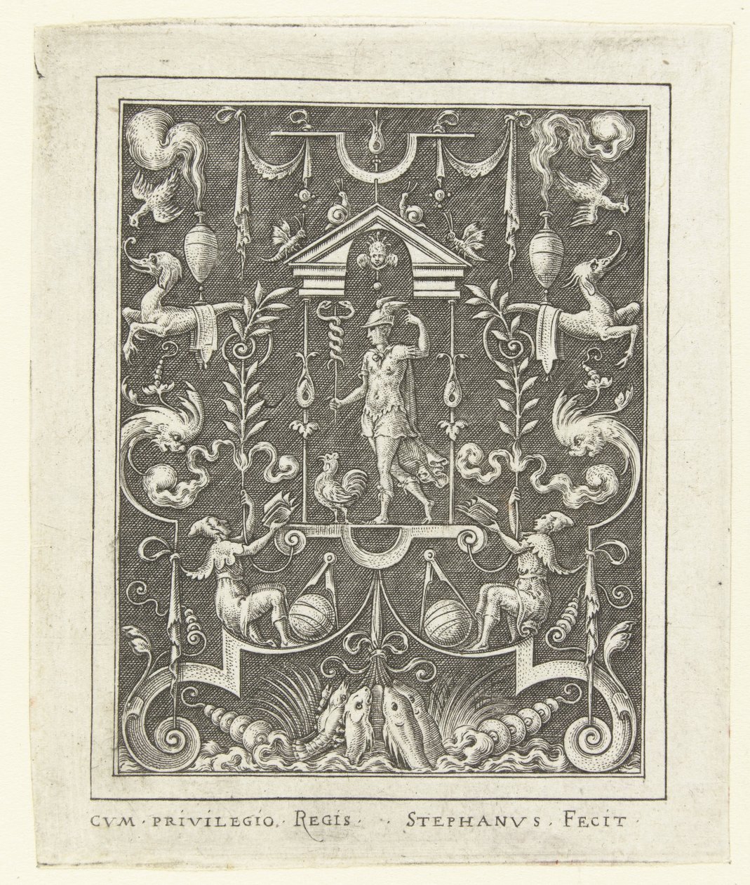Merkür Grotesk çerçeveli tanrı figürlü yüzey süslemeleri (sonraki versiyon) (seri başlığı) by Etienne Delaune