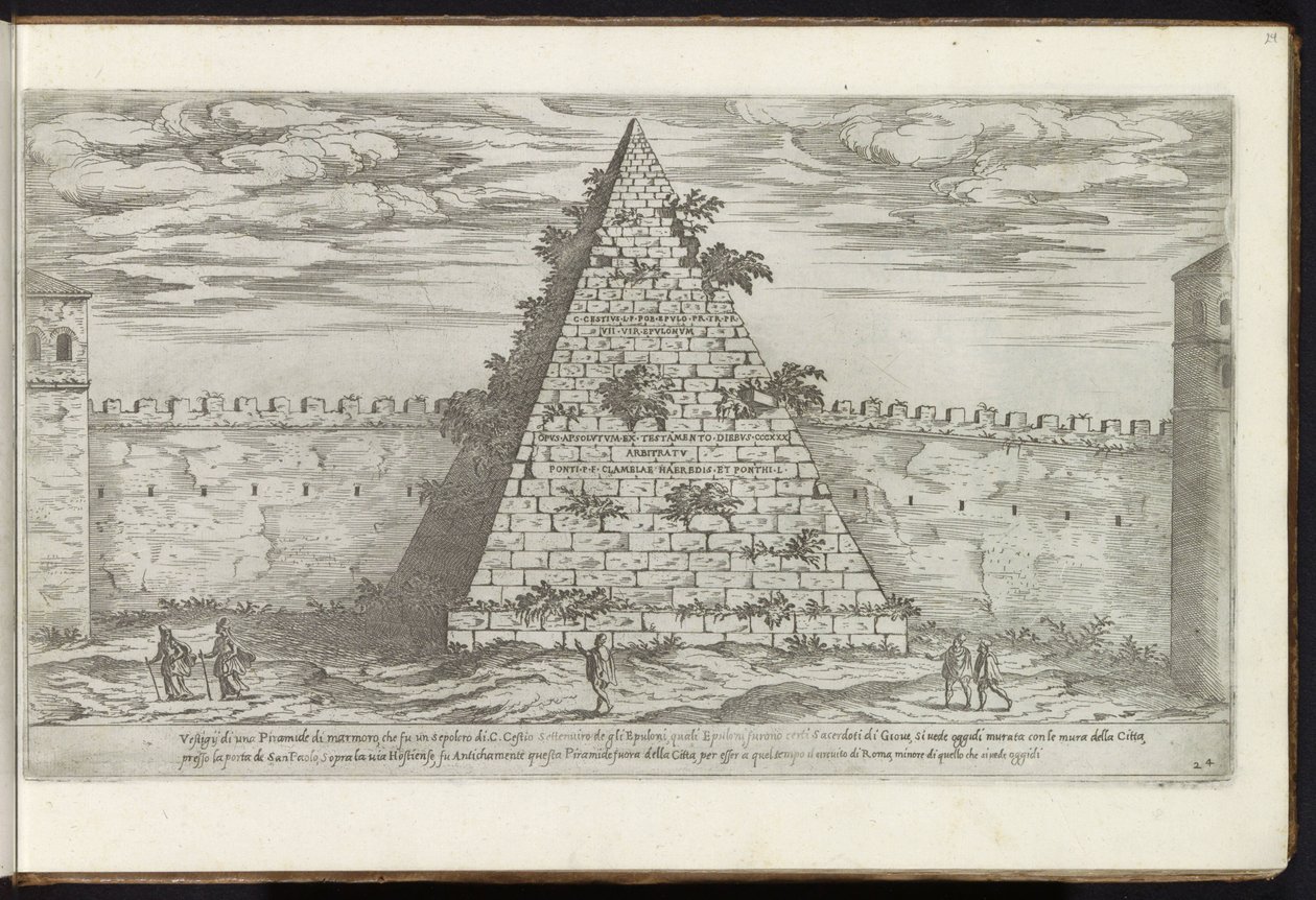 Piramide van Cestius te Rome Bouwwerken uit de oudheid (seri başlığı) Stefano Du Perac Parisino'nun bakış açısına göre Roma raccolti et ritratti'nin izini sürdüm (nesne üzerinde seri başlığı) by Etienne Duperac