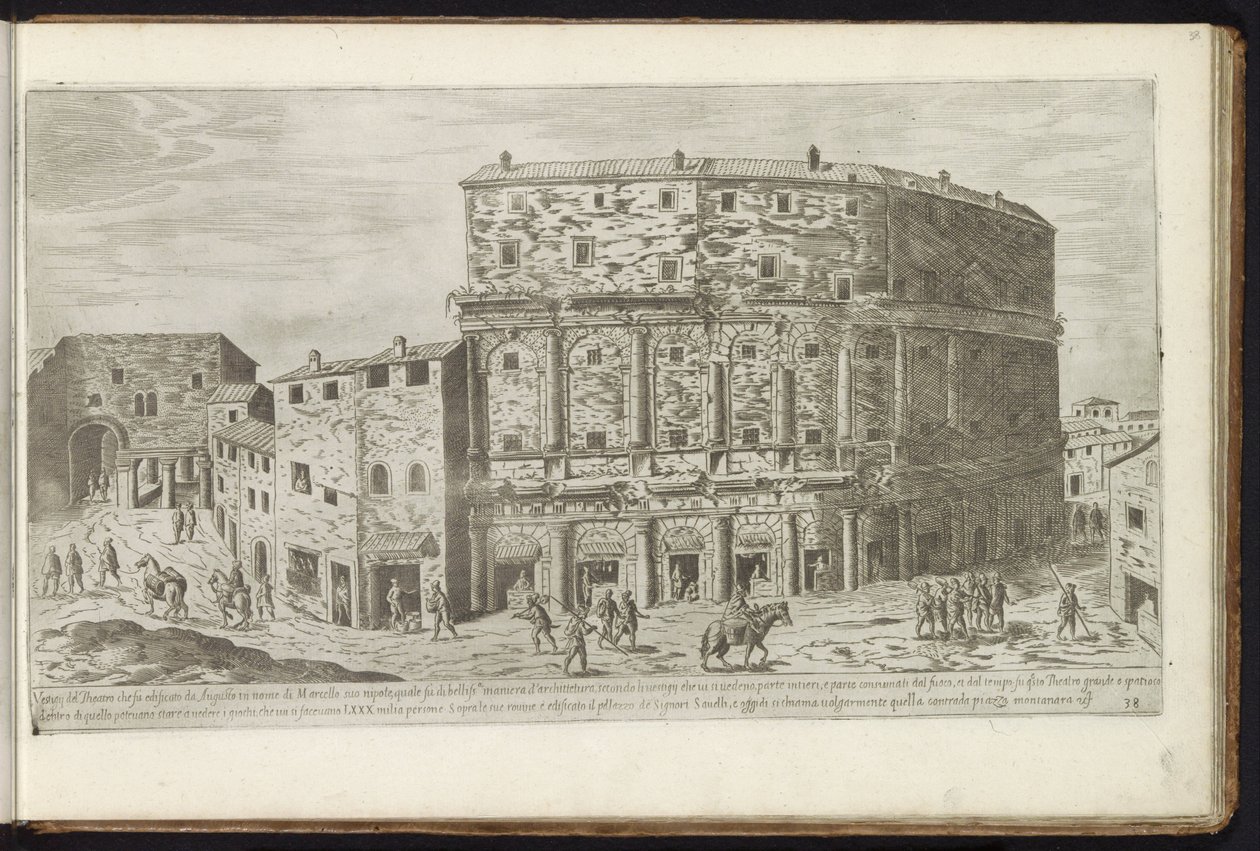 Theatre van Marcellus te Rome Bouwwerken uit de oudheid (seri başlığı) Stefano Du Perac Parisino'nun perspektifinden Roma'nın raccolti et ritratti'sini (nesne üzerinde dizi başlığı) vestigi dell'antichità di Roma raccolti et ritratti by Etienne Duperac