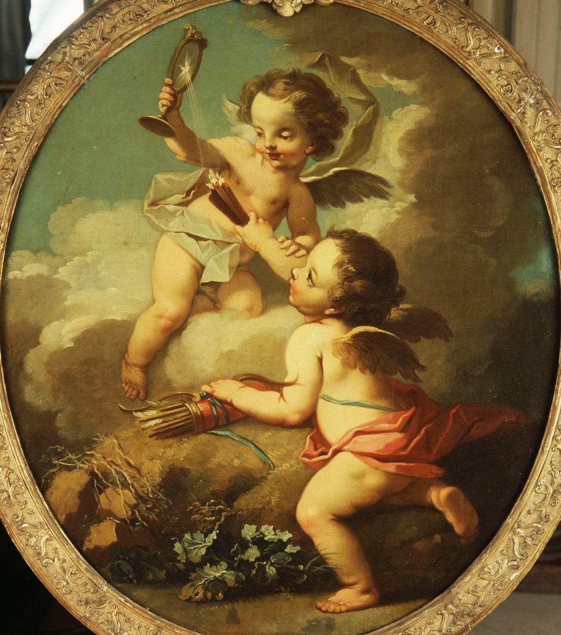 Bir Aşk Alegorisi - Bir Manzarada Putti Disporting, by Étienne Jeaurat