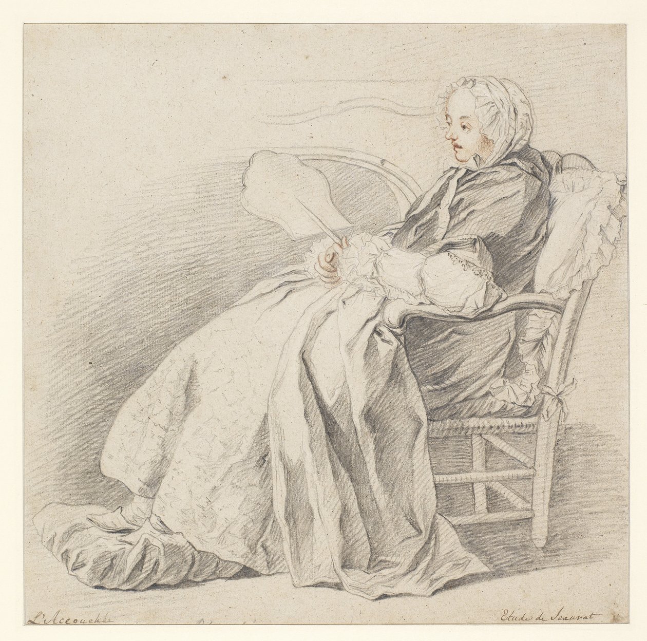 LAccouchée için çalışma, c.1750 (kağıt üzerinde tebeşir) by Étienne Jeaurat
