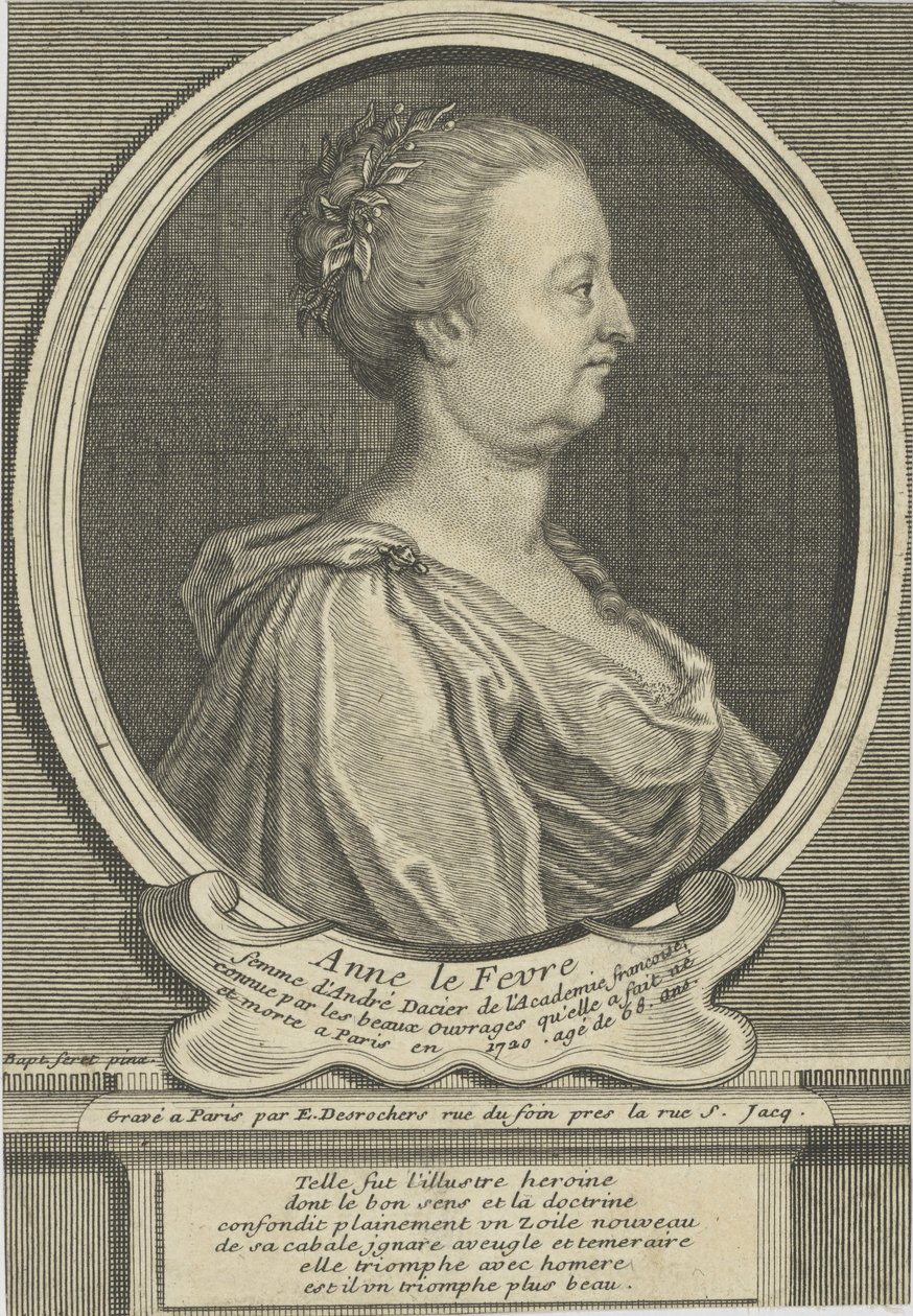 Anne Dacier'in portresi Le Fèvre 1647-1720, yaklaşık 1720. by Etienne Jehandier Desrochers