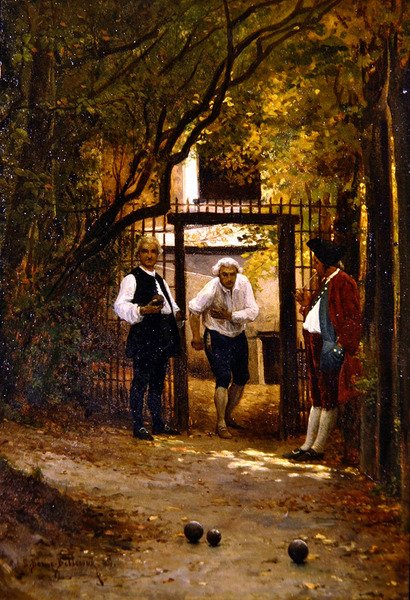 Boules oynamak (gemide yağ) by Etienne Prosper Berne Bellecour
