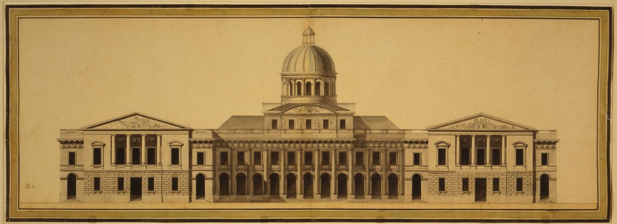 ABD Capitol, 1793 için tasarım (kağıt üzerine mürekkep, yıkama ve sulu boya) by Etienne Sulpice Hallet