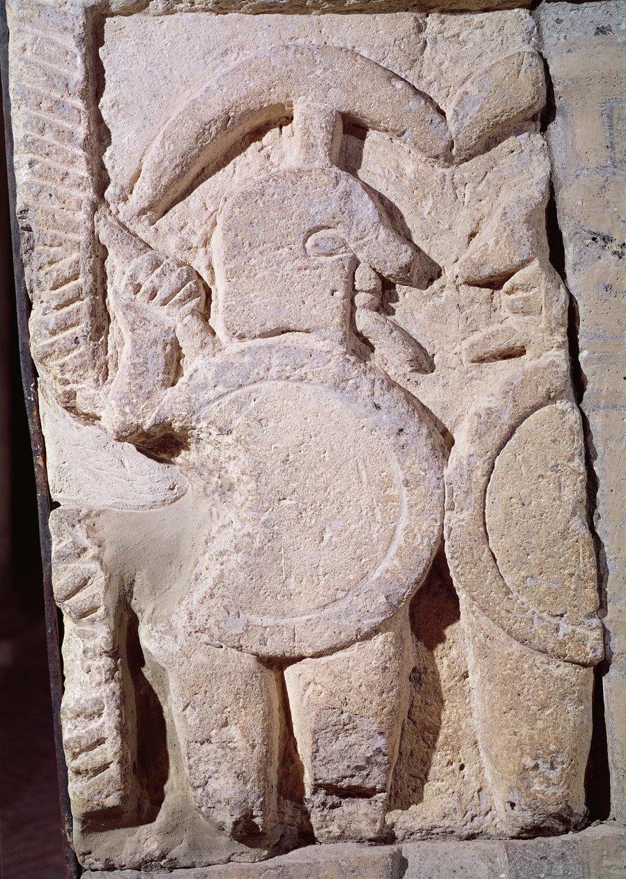 Bir savaşçı kabartmalı antik stel by Etruscan