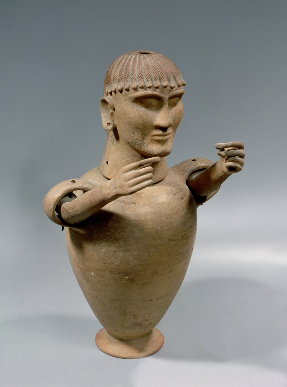 Hareketli kollu kanopik kavanoz (kil) by Etruscan