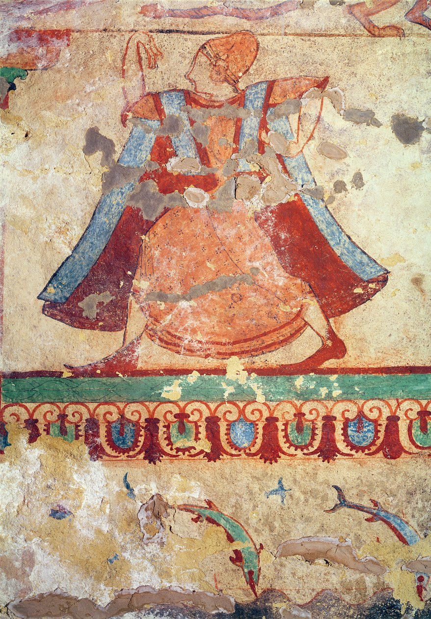 Dansçı, Aslan Mezarından MÖ 520 dolayları (duvar resmi) by Etruscan