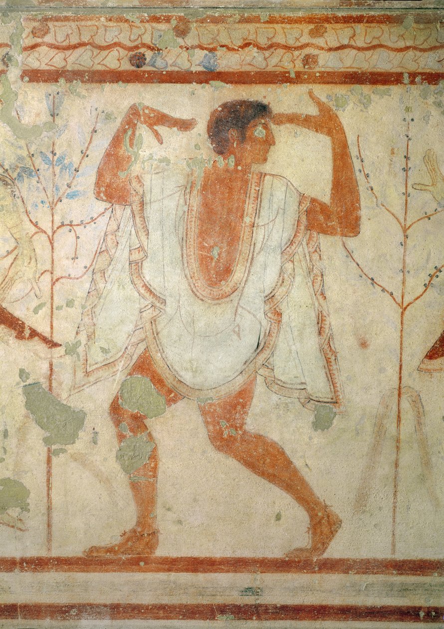 Triclinium Mezarından Dansçı, MÖ 470 dolayları (duvar resmi) by Etruscan