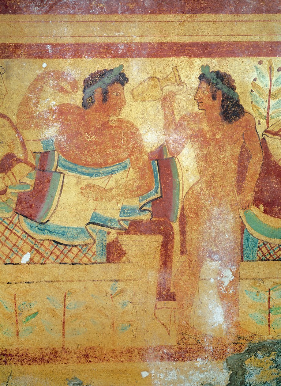 Leoparların Mezarından Cenaze Şöleninden Detay, MÖ 490 dolayları duvar resmi by Etruscan