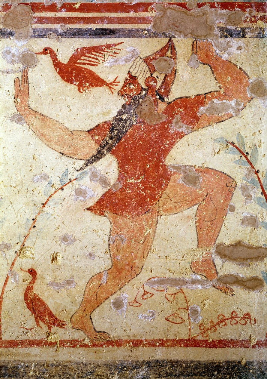 ಫರ್ಸು ನೃತ್ಯ, ಆಗರ್ಸ್ ಸಮಾಧಿಯಿಂದ, c.530-520 BC (ಗೋಡೆ ಚಿತ್ರಕಲೆ)ಟರ್ಕ್ by Etruscan