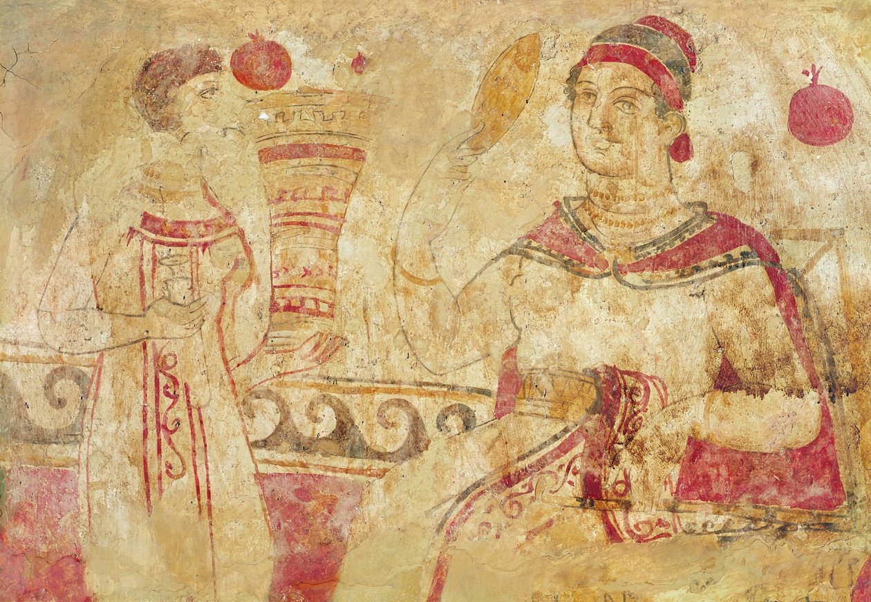 Tuvaletteki kadın, cenaze sahnesi, Samnit Dönemi, MÖ 5.-4. yy (duvar resmi) by Etruscan