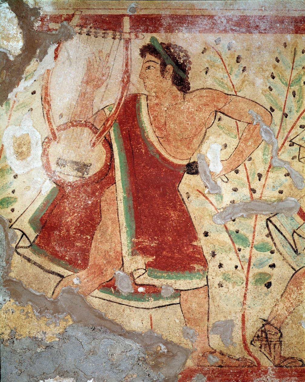 Bir lir çalar (Fresco, MÖ 520) by Etruscan