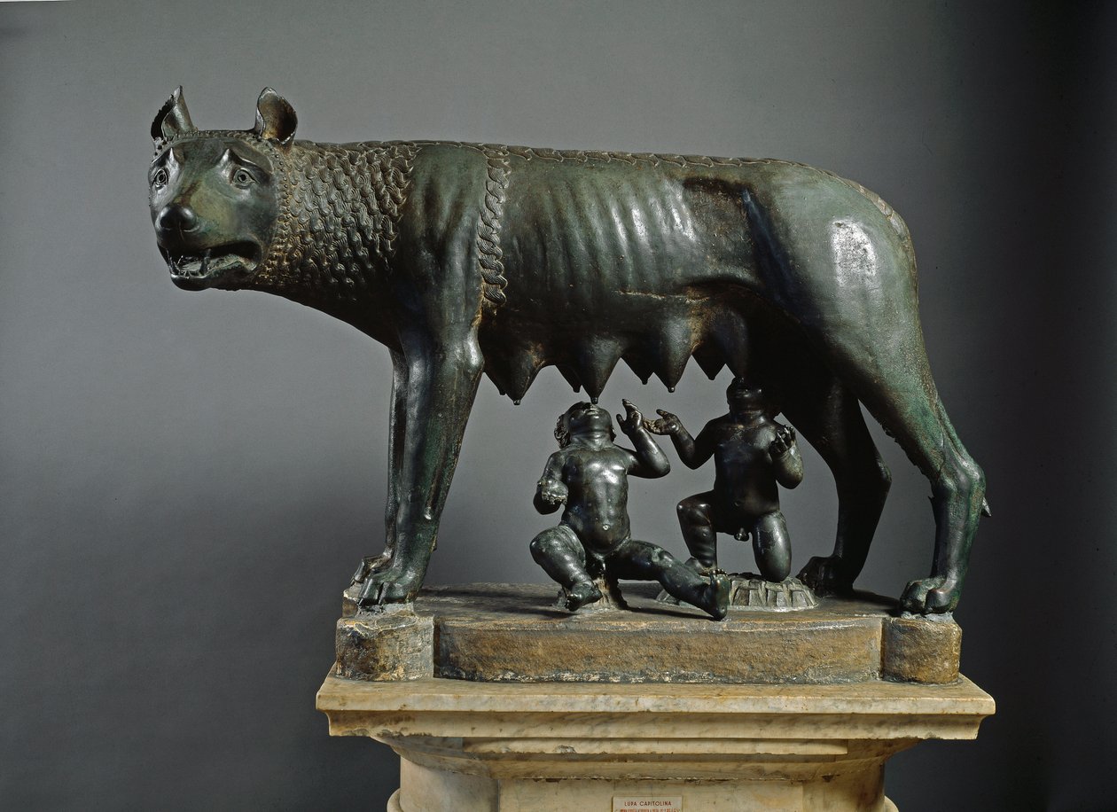 Capitoline Wolf (bronz heykel, MÖ 500) by Etruscan