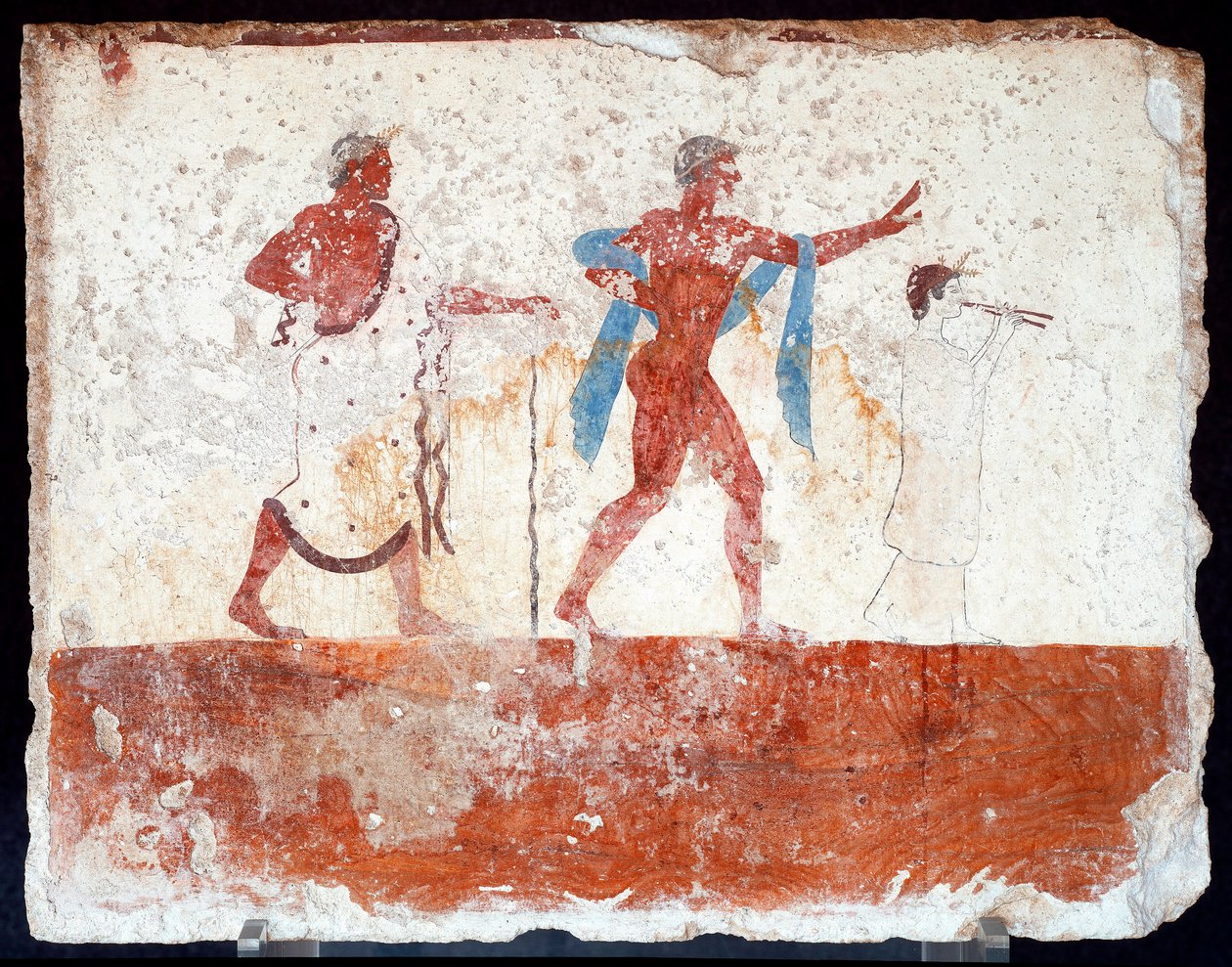 Etrüsk sanatı: genç bir ephebe, bir müzisyen ve bir tören ustası. "Dalgıç" mezarının freski. Paestum