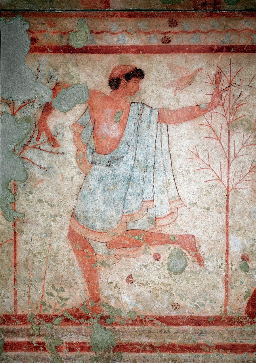 Etrüsk sanatı: ziyafet sahnelerini temsil eden freskler, bir dansçıyı temsil eden detay. Triclinium