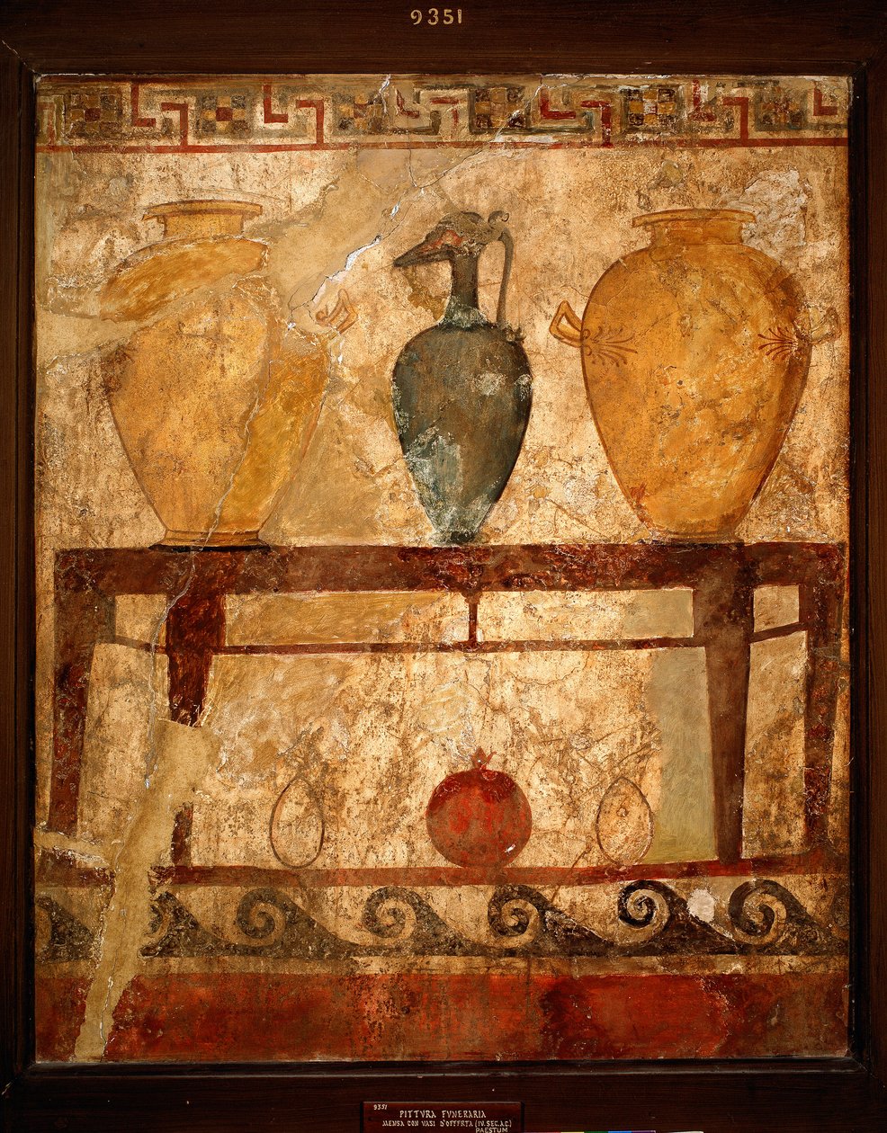 Etrüsk sanatı: sunuları olan vazolu masa. Paestum mezarlığından fresk. 4. yüzyıl M.Ö. Museo Archeologico Nazionale, Napoli, İtalya by Etruscan