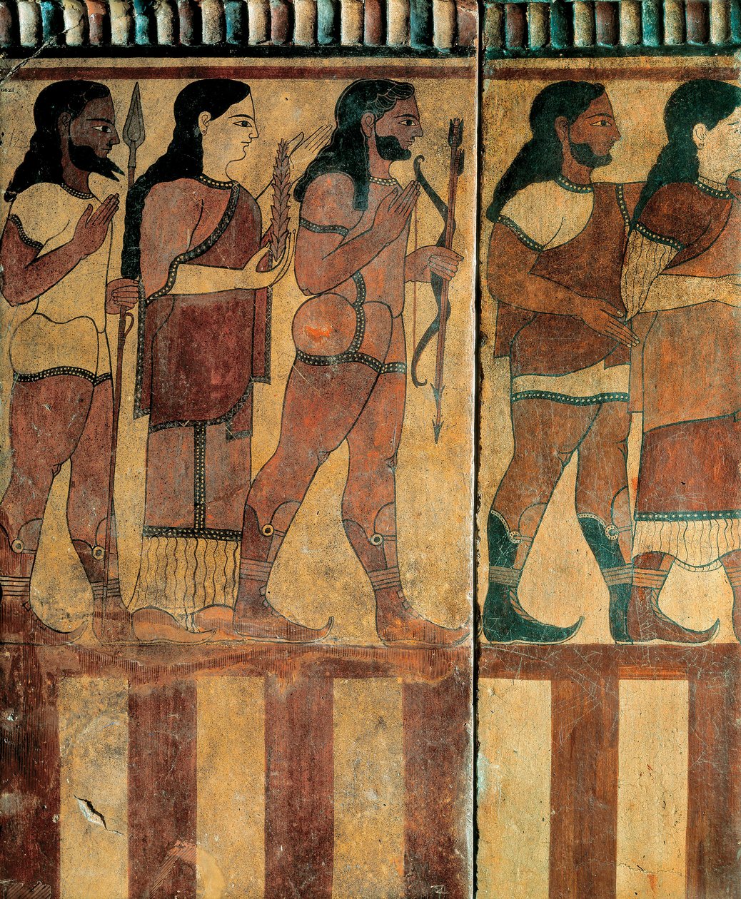 Etrüsk uygarlığı - Banditaccia Nekropolü, Cerveteri, Roma, MÖ 550-520 (pişmiş toprak) bir alayı temsil eden "plak Campana" by Etruscan